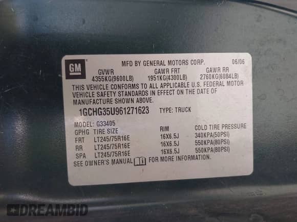 2006 Chevrolet Express Cargo z VIN 1GCHG35U961271623, wystawiony jako IAAI lot #43345381 z przebiegiem 218 399 mil mil oraz . Historia ofert i sprzedaży dostępna na DreamBid. Obrazek 9.