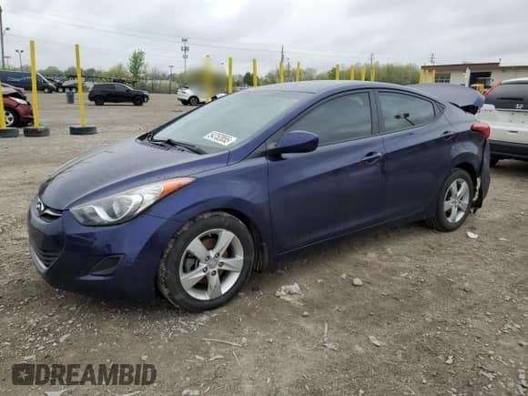 2013 Hyundai Elantra GLS with VIN 5NPDH4AE0DH372216, listed as a Copart auction lot 54752855 with 103,682 mi miles and Salvage title. Bid and sale history available at DreamBid. Image 1.