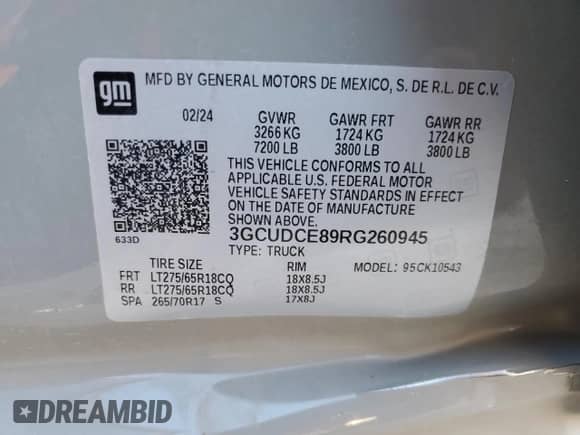 2024 Chevrolet Silverado 1500 Custom Trail Boss z VIN 3GCUDCE89RG260945, wystawiony jako Copart lot #51326915 z przebiegiem 30 768 mil mil oraz Szkoda całkowita • Salvage title. Historia ofert i sprzedaży dostępna na DreamBid. Obrazek 14.