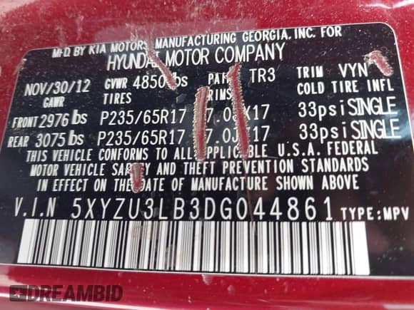 2013 Hyundai Santa Fe Sport с VIN 5XYZU3LB3DG044861, выставлен на аукционе IAAI как лот 42629345 с пробегом 175 818 миль миль и . История ставок и продаж доступна на DreamBid. Изображение 9.