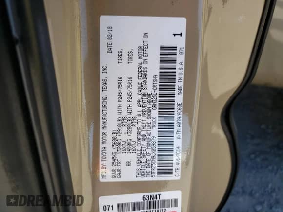 2018 Toyota Tacoma SR5 with VIN 5TFRZ5CN9JX059879, listed as a Copart auction lot 68117605 with 78,285 mi miles and Salvage title. Bid and sale history available at DreamBid. Image 12.