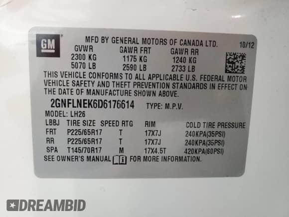 2013 Chevrolet Equinox LT с VIN 2GNFLNEK6D6176614, выставлен на аукционе Copart как лот 84618625 с пробегом 59 171 миль миль и Списание • Salvage title. История ставок и продаж доступна на DreamBid. Изображение 13.