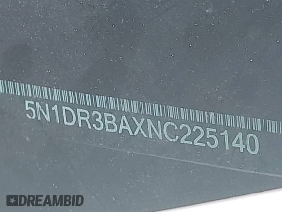 2022 Nissan Pathfinder SV with VIN 5N1DR3BAXNC225140, listed as a IAAI auction lot 42296088 with 56,754 mi miles and . Bid and sale history available at DreamBid. Image 9.