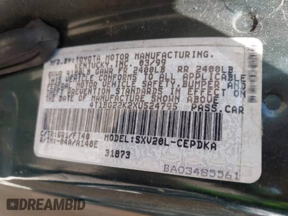 1999 Toyota Camry LE с VIN 4T1BG22K2XU524795, выставлен на аукционе IAAI как лот 42336955 с пробегом 152 681 миль миль и . История ставок и продаж доступна на DreamBid. Изображение 9.