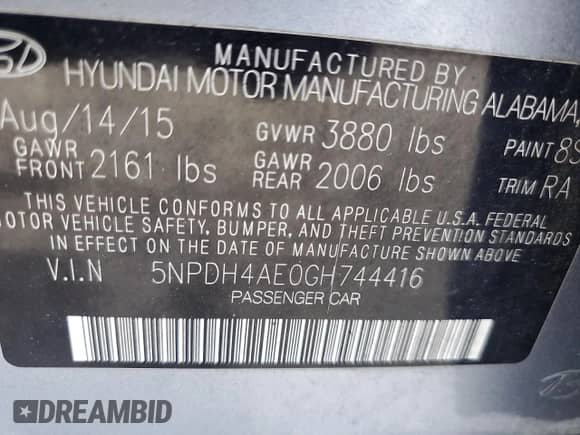 2016 Hyundai Elantra SE с VIN 5NPDH4AE0GH744416, выставлен на аукционе Copart как лот 85879395 с пробегом 98 108 миль миль и Чистый • Clean title. История ставок и продаж доступна на DreamBid. Изображение 12.