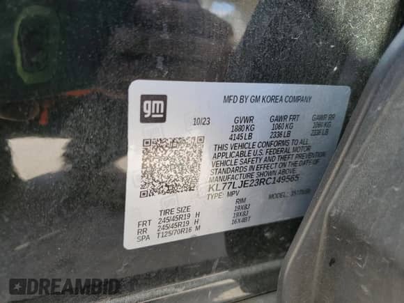 2024 Chevrolet Trax 2RS с VIN KL77LJE23RC149565, выставлен на аукционе Copart как лот 84838225 с пробегом 31 531 миль миль и Списание • Salvage title. История ставок и продаж доступна на DreamBid. Изображение 12.