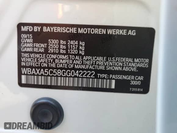 2016 BMW 5 Series 535d с VIN WBAXA5C58GG042222, выставлен на аукционе Copart как лот 62560604 с пробегом 122 229 миль миль и Списание • Salvage title. История ставок и продаж доступна на DreamBid. Изображение 14.