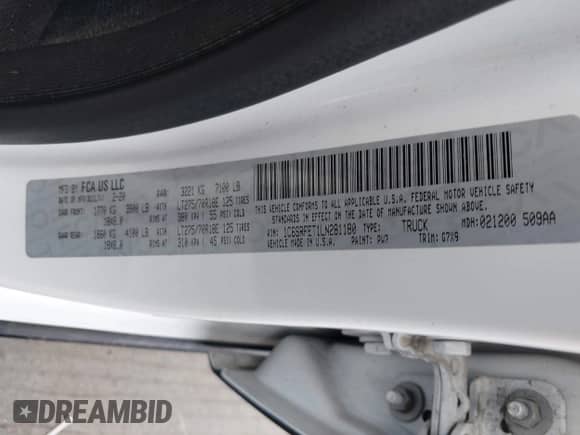 2020 Ram 1500 Rebel with VIN 1C6SRFET1LN281180, listed as a IAAI auction lot 42444524 with 176,192 mi miles and . Bid and sale history available at DreamBid. Image 9.
