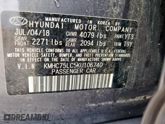 2019 Hyundai Ioniq SEL с VIN KMHC75LC5KU106740, выставлен на аукционе Copart как лот 82173245 с пробегом 141 297 миль миль и Чистый • Clean title. История ставок и продаж доступна на DreamBid. Изображение 12.