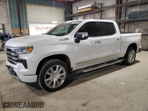 2023 Chevrolet Silverado 1500 High Country with VIN 1GCUDJEL9PZ164268, listed as a Copart auction lot 76899714 with 22,359 mi miles and Salvage title. Bid and sale history available at DreamBid. Image 1.