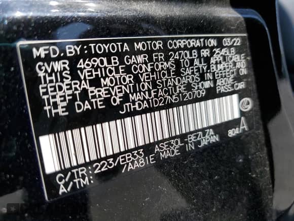 2022 Lexus IS 300 z VIN JTHDA1D27N5120709, wystawiony jako Copart lot #55264735 z przebiegiem 48 315 mil mil oraz Szkoda całkowita • Salvage title. Historia ofert i sprzedaży dostępna na DreamBid. Obrazek 13.