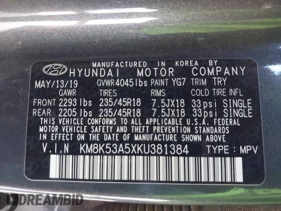 2019 Hyundai Kona Ultimate с VIN KM8K53A5XKU381384, выставлен на аукционе IAAI как лот 42872610 с пробегом 79 156 миль миль и . История ставок и продаж доступна на DreamBid. Изображение 9.
