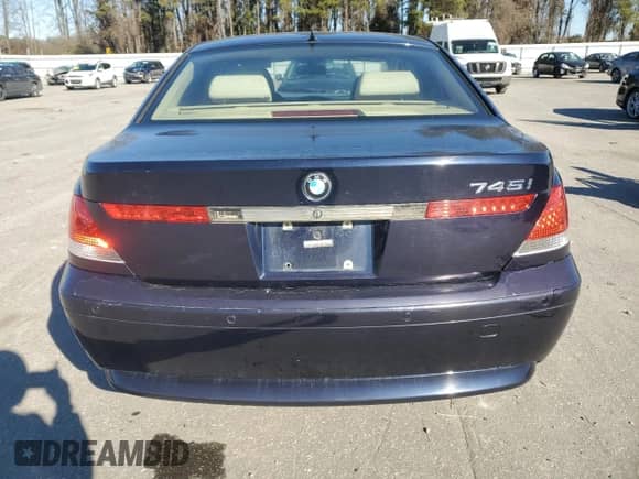 2003 BMW 7 Series 745i with VIN WBAGL63433DP63566, listed as a Copart auction lot 87365424 with 167,697 mi miles and Salvage title. Bid and sale history available at DreamBid. Image 6.