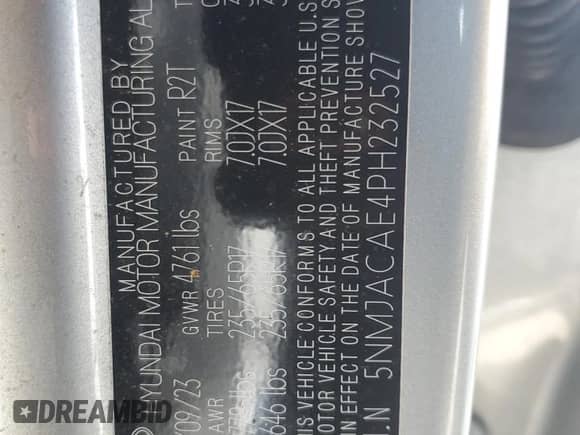 2023 Hyundai Tucson SE with VIN 5NMJACAE4PH232527, listed as a Copart auction lot 65006255 with 30,407 mi miles and Salvage title. Bid and sale history available at DreamBid. Image 14.