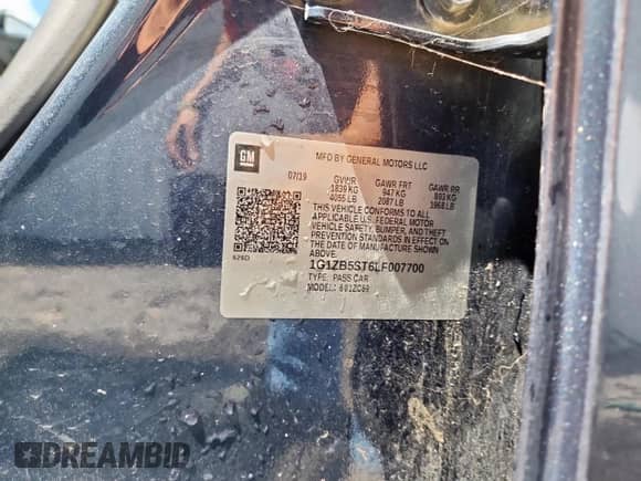 2020 Chevrolet Malibu LS with VIN 1G1ZB5ST6LF007700, listed as a Copart auction lot 81261705 with 193,558 mi miles and Clean title. Bid and sale history available at DreamBid. Image 12.