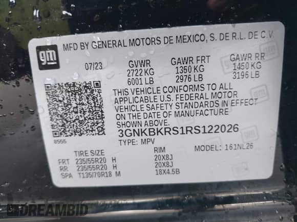 2024 Chevrolet Blazer RS with VIN 3GNKBKRS1RS122026, listed as a IAAI auction lot 42097109 with 7,280 mi miles and . Bid and sale history available at DreamBid. Image 9.