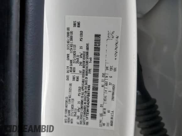 2019 Ford F-150 King Ranch с VIN 1FTEW1E42KFB87456, выставлен на аукционе Copart как лот 81103675 с пробегом 83 837 миль миль и На запчасти • Non repairable. История ставок и продаж доступна на DreamBid. Изображение 12.