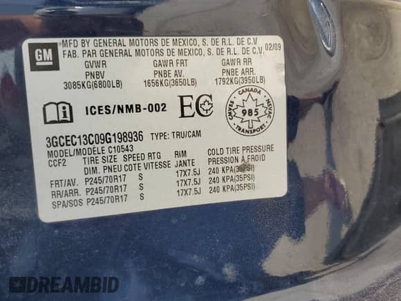 2009 Chevrolet Silverado 1500 LS with VIN 3GCEC13C09G198936, listed as a Copart auction lot 65449615 with 246,295 mi miles and Clean title. Bid and sale history available at DreamBid. Image 12.