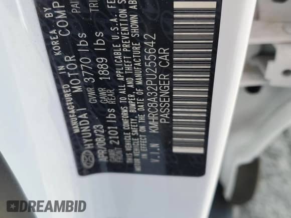 2023 Hyundai Venue SEL with VIN KMHRC8A32PU255642, listed as a Copart auction lot 51968514 with 5,925 mi miles and . Bid and sale history available at DreamBid. Image 12.