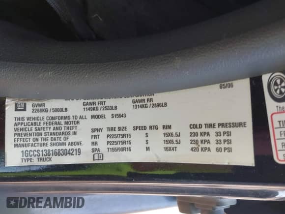 2006 Chevrolet Colorado 1LT с VIN 1GCCS138168304219, выставлен на аукционе IAAI как лот 42599801 с пробегом 221 843 миль миль и . История ставок и продаж доступна на DreamBid. Изображение 9.