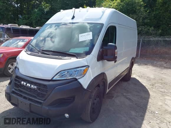 2023 Ram ProMaster Cargo with VIN 3C6LRVBG6PE566859, listed as a IAAI auction lot 43113301 with 27,201 mi miles and . Bid and sale history available at DreamBid. Image 2.
