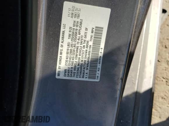 2018 Honda Odyssey Elite with VIN 5FNRL6H98JB061104, listed as a Copart auction lot 71596155 with 120,813 mi miles and Salvage title. Bid and sale history available at DreamBid. Image 13.