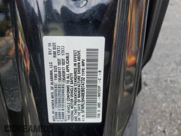 2014 Honda Odyssey EX с VIN 5FNRL5H48EB074732, выставлен на аукционе Copart как лот 80481185 с пробегом 124 107 миль миль и Списание • Salvage title. История ставок и продаж доступна на DreamBid. Изображение 13.