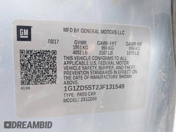 2018 Chevrolet Malibu LT с VIN 1G1ZD5ST2JF131549, выставлен на аукционе IAAI как лот 42964729 с пробегом 87 018 миль миль и . История ставок и продаж доступна на DreamBid. Изображение 9.