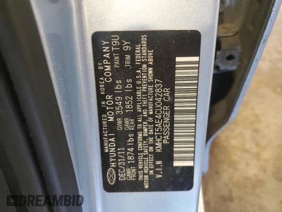 2012 Hyundai Accent GS z VIN KMHCT5AE4CU042837, wystawiony jako Copart lot #89846275 z przebiegiem 85 376 mil mil oraz Szkoda całkowita • Salvage title. Historia ofert i sprzedaży dostępna na DreamBid. Obrazek 12.