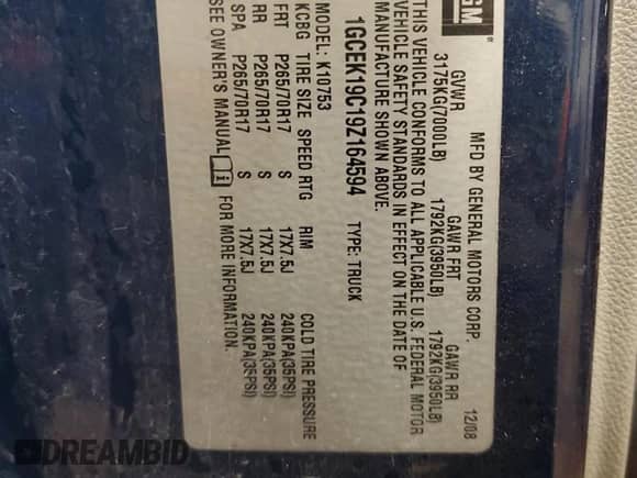 2009 Chevrolet Silverado 1500 LS z VIN 1GCEK19C19Z164594, wystawiony jako Copart lot #48906975 z przebiegiem Nie podano mil oraz Czysty tytuł • Clean title. Historia ofert i sprzedaży dostępna na DreamBid. Obrazek 12.