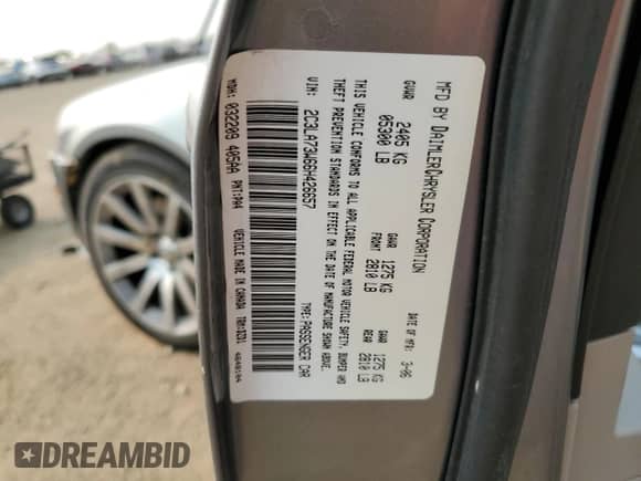 2006 Chrysler 300 C SRT-8 z VIN 2C3LA73W66H426657, wystawiony jako Copart lot #59043365 z przebiegiem 159 188 mil mil oraz Szkoda całkowita • Salvage title. Historia ofert i sprzedaży dostępna na DreamBid. Obrazek 12.