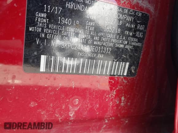 2018 Hyundai Accent SE z VIN 3KPC24A36JE011312, wystawiony jako IAAI lot #43368624 z przebiegiem 188 982 mil mil oraz . Historia ofert i sprzedaży dostępna na DreamBid. Obrazek 9.