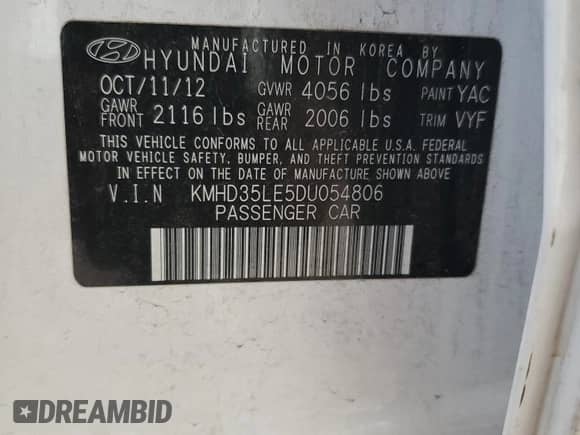 2013 Hyundai Elantra с VIN KMHD35LE5DU054806, выставлен на аукционе Copart как лот 68724525 с пробегом 102 979 миль миль и Списание • Salvage title. История ставок и продаж доступна на DreamBid. Изображение 12.