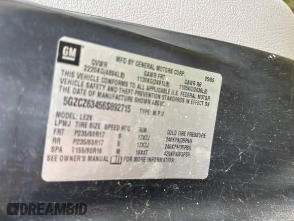 2006 Saturn VUE with VIN 5GZCZ63456S892715, listed as a Copart auction lot 66686485 with 161,805 mi miles and Clean title. Bid and sale history available at DreamBid. Image 11.