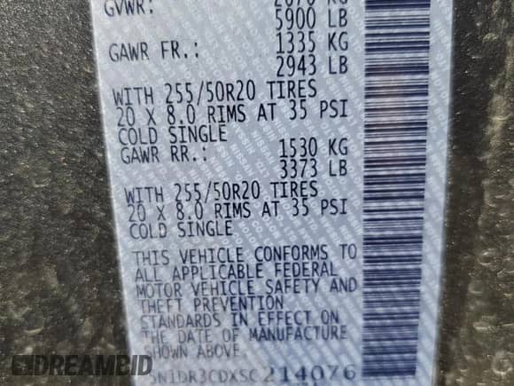 2025 Nissan Pathfinder SL z VIN 5N1DR3CDXSC214076, wystawiony jako Copart lot #65181325 z przebiegiem 9 558 mil mil oraz Szkoda całkowita • Salvage title. Historia ofert i sprzedaży dostępna na DreamBid. Obrazek 13.