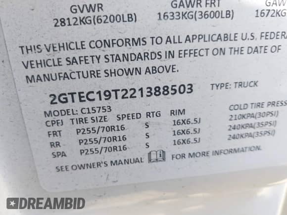 2002 GMC Sierra 1500 SLE с VIN 2GTEC19T221388503, выставлен на аукционе IAAI как лот 43090007 с пробегом 142 668 миль миль и . История ставок и продаж доступна на DreamBid. Изображение 9.