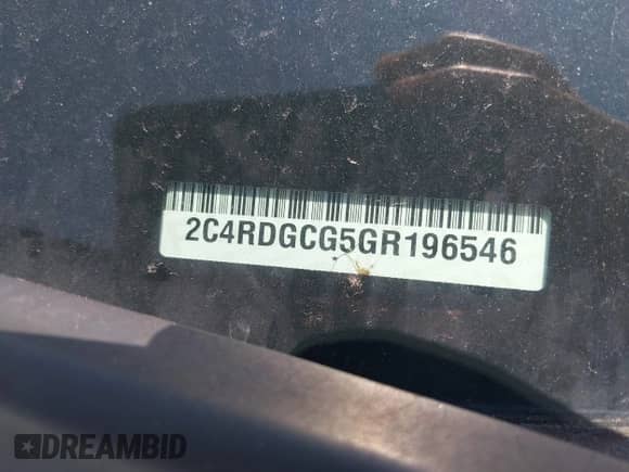 2016 Dodge Grand Caravan SXT with VIN 2C4RDGCG5GR196546, listed as a IAAI auction lot 42822772 with 88,365 mi miles and . Bid and sale history available at DreamBid. Image 9.