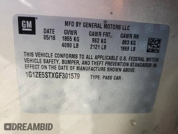 2016 Chevrolet Malibu LT z VIN 1G1ZE5STXGF301579, wystawiony jako Copart lot #84935235 z przebiegiem 94 018 mil mil oraz Szkoda całkowita • Salvage title. Historia ofert i sprzedaży dostępna na DreamBid. Obrazek 12.