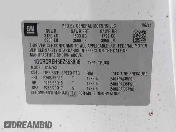 2014 Chevrolet Silverado 1500 LT with VIN 1GCRCREH3EZ353806, listed as a IAAI auction lot 42729808 with 192,367 mi miles and . Bid and sale history available at DreamBid. Image 9.