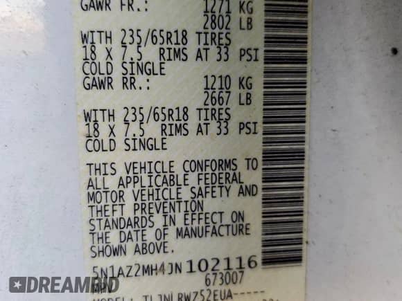 2018 Nissan Murano S z VIN 5N1AZ2MH4JN102116, wystawiony jako Copart lot #66194295 z przebiegiem 70 089 mil mil oraz Szkoda całkowita • Salvage title. Historia ofert i sprzedaży dostępna na DreamBid. Obrazek 12.