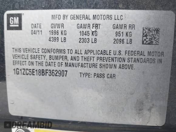 2011 Chevrolet Malibu 1LT с VIN 1G1ZC5E18BF362907, выставлен на аукционе IAAI как лот 43273848 с пробегом 168 005 миль миль и . История ставок и продаж доступна на DreamBid. Изображение 9.