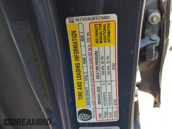 2015 Chevrolet Malibu LT с VIN 1G11C5SL5FF275684, выставлен на аукционе IAAI как лот 43189726 с пробегом 147 209 миль миль и . История ставок и продаж доступна на DreamBid. Изображение 9.