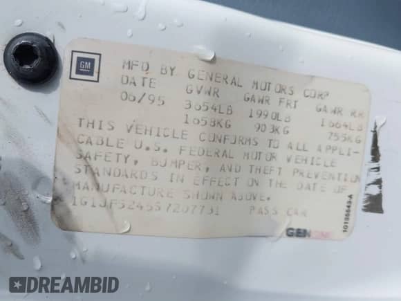 1995 Chevrolet Cavalier LS с VIN 1G1JF5245S7207731, выставлен на аукционе IAAI как лот 42366121 с пробегом 125 163 миль миль и . История ставок и продаж доступна на DreamBid. Изображение 9.