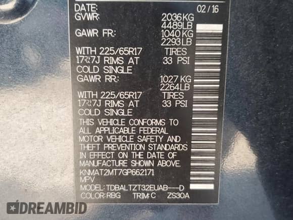 2016 Nissan Rogue SV с VIN KNMAT2MT7GP662171, выставлен на аукционе Copart как лот 80356955 с пробегом 127 503 миль миль и Списание • Salvage title. История ставок и продаж доступна на DreamBid. Изображение 13.