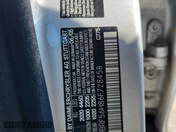 2006 Mercedes-Benz C 230 Sport с VIN WDBRF56H86F728458, выставлен на аукционе Copart как лот 64365135 с пробегом Не указан миль и Списание • Salvage title. История ставок и продаж доступна на DreamBid. Изображение 12.