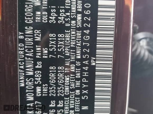 2018 Kia Sorento EX with VIN 5XYPH4A52JG422601, listed as a Copart auction lot 68936595 with 73,654 mi miles and Salvage title. Bid and sale history available at DreamBid. Image 13.