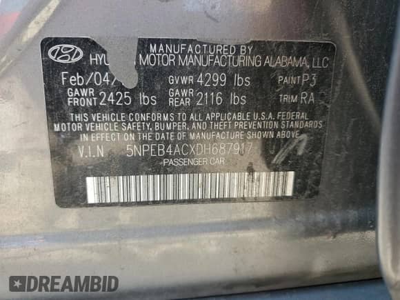 2013 Hyundai Sonata GLS с VIN 5NPEB4ACXDH687917, выставлен на аукционе Copart как лот 59172835 с пробегом 119 957 миль миль и Списание • Salvage title. История ставок и продаж доступна на DreamBid. Изображение 12.