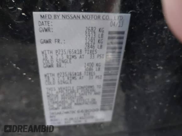 2013 Nissan Pathfinder SL с VIN 5N1AR2MM7DC669000, выставлен на аукционе IAAI как лот 43276931 с пробегом 187 521 миль миль и . История ставок и продаж доступна на DreamBid. Изображение 9.