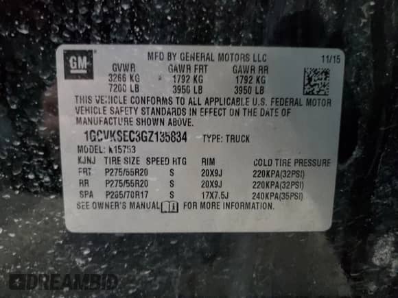 2016 Chevrolet Silverado 1500 LTZ z VIN 1GCVKSEC3GZ135834, wystawiony jako Copart lot #49875665 z przebiegiem 113 252 mil mil oraz Czysty tytuł • Clean title. Historia ofert i sprzedaży dostępna na DreamBid. Obrazek 12.