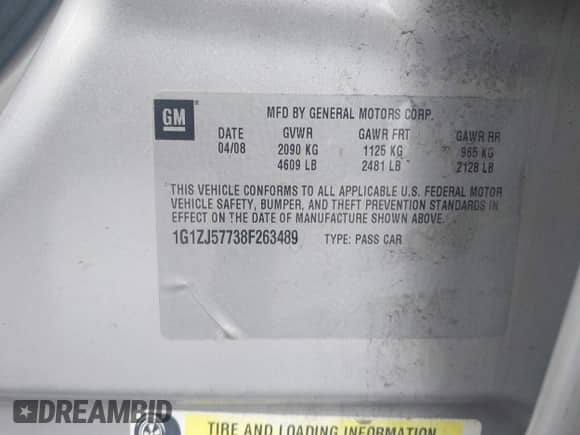 2008 Chevrolet Malibu 2LT с VIN 1G1ZJ57738F263489, выставлен на аукционе IAAI как лот 42626311 с пробегом 102 666 миль миль и . История ставок и продаж доступна на DreamBid. Изображение 9.